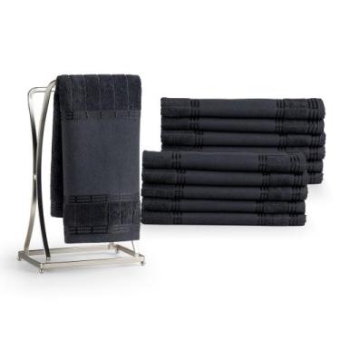 Imagem de Kit 6 Pçs Toalha de Lavabo Bellarte Social Preto - CS COM AMOR