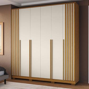Imagem de Guarda-Roupa Casal Jamile 6 Portas 4 Gavetas 100% Mdf Cinamomo/Off White - Acp Móveis