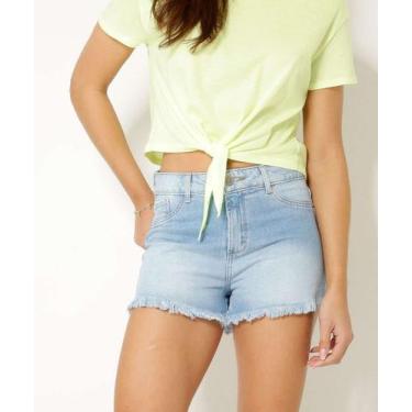 Imagem de Short Jeans Feminino Boyfriend Barra Desfiada Marisa-55009, 38, Jeans 