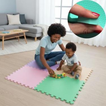 Imagem de Kit 8 Placa Tapete Infantil Peça EVA Estilo Tatame 50x50cm 10mm 2m² Em