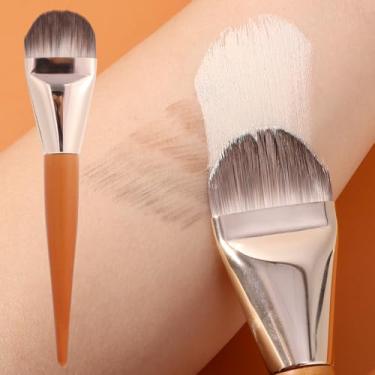 Imagem de 1 pincel de base facial em forma de língua, máscara facial, pincéis de contorno de cabeça plana, cerdas sintéticas macias de dois tons, adequado para a pele, 16,5 cm