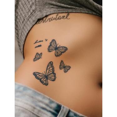 Imagem de Suco de ervas semipermanente inspirado na natureza borboleta frase em inglês 7-14 dias sem derramamento não reflexivo pulso ombro pescoço pescoço coxa corpo impermeável tatuagem adesivo 1