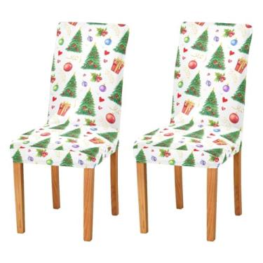 Imagem de Wassud Capa de cadeira elástica de Natal para sala de jantar capas de cozinha laváveis conjunto de 2 capas protetoras de assento