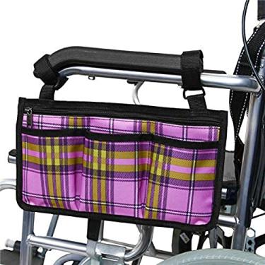 Imagem de YYBOES Bolsa lateral para cadeira de rodas, bolsa de apoio de braço, organizador de bolso, bolsas para caminhantes, suporte de telefone, scooter, cadeira de rodas, bolsa de scooter elétrica, serve