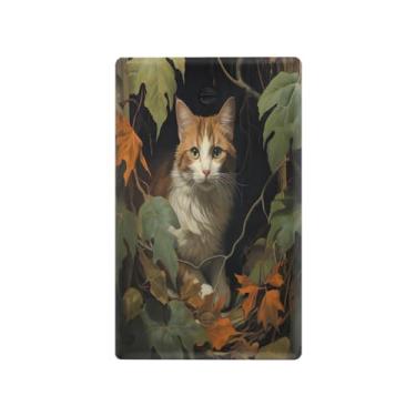 Imagem de Wassud Placa de cobertura de interruptor de luz de gato fofo, 1 capa de tomada em branco placa de parede decorativa decoração de casa sala de estar quarto