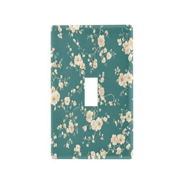 Imagem de Wassud Placa de cobertura de interruptor de luz vintage floral rosa decorativa capa de parede para tomadas elétricas interruptor único 11 x 7 cm