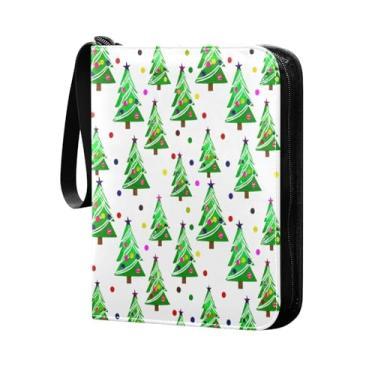 Imagem de Wassud Fichário de cartas colecionáveis com 4 bolsos de árvores de Natal para colecionadores, meninos, meninas, 400 cartões padrão à prova d'água TCG CCG MTG
