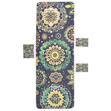 Imagem de STAYTOP Capa de toalha de cadeira de salão Boho mandala, capa de espreguiçadeira macia, capas de cadeira de praia com bolsos para jardim ao ar livre, pátio, pátio, banhos de sol, gramado, 216 x 76 cm