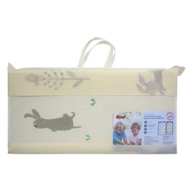 Imagem de Tapete Infantil Dobrável Dupla Face, 2m x 1,5m x 8mm, Térmico Impermeável Antiderrapante, Estampa Urso e Elefante, com Bolsa de Transporte
