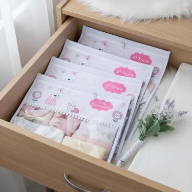 Imagem de Kit 5 Peças Saquinho Organizador Maternidade De Bebe Menina - Miguel B