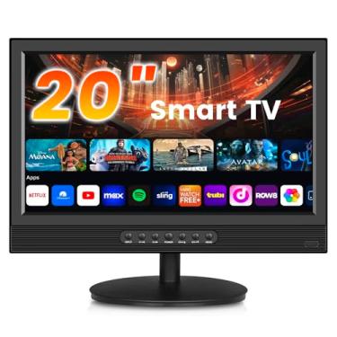 Imagem de Jexiop Smart Tv De 20 Polegadas, Tela Plana Led Full Hd 1080P Com Tv Atsc, Com Hdmi Usb Integrado, Adequada Para Cozinha, Quarto De Criança, Porão Ou Trailer