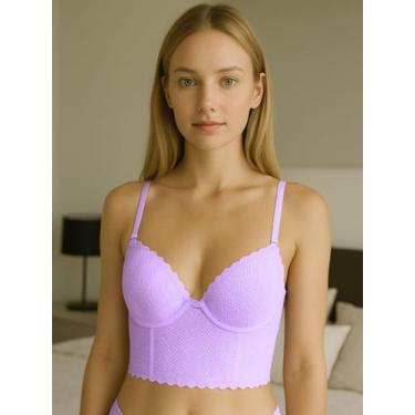 Imagem de Cropped Feminino Top de Tenda com Bojo e Aro Sutiã - c11 LUDMILA, Lilá