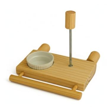 Imagem de Comedouro em cerâmica estilo gaiola para papagaios, periquitos e agapornis, garantindo segurança e higiene. (Comedouro com Suporte Frutas,Plástico Reforçado)