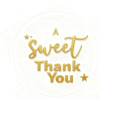 Imagem de Adesivos Sweet Thank You de 4,6 cm, 120 peças de selos de envelope de folha dourada transparente, etiquetas de lembrancinha de festa, adesivos redondos de presente para casamento, aniversário, selo de