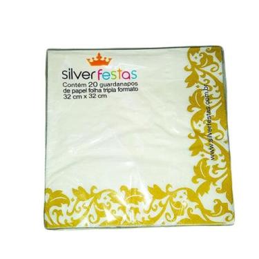Imagem de Guardanapo Borda Dourada 33x33cm Silver Festas 20 unidades