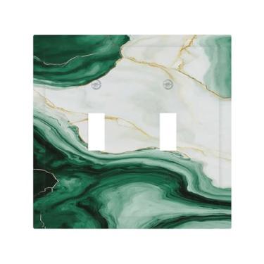 Imagem de Capas decorativas para placa de interruptor verde branco abstrato mármore 2 gangues interruptor duplo interruptor de luz placa de tomada tampa de interruptor de luz capa de interruptor de luz para