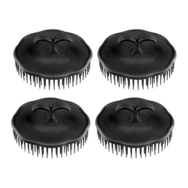 Imagem de Conjunto de 4 peças massageador circular para couro cabeludo com escova de xampu e pente de cabelo, adequado para uso diário (preto)