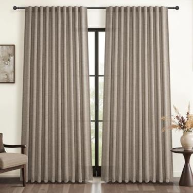 Imagem de Cortinas transparentes transversais extra largas de linho escuro 178 cm plissadas para quarto, decoração exuberante filtro de luz privacidade pátio/cortinas de porta deslizante para janela grande de