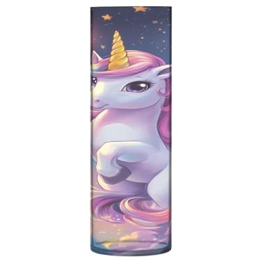 Imagem de JUZIHAI Vaso de unicórnio fofo para flores, 9,9 cm x 30 cm, cilindro de plástico, moderno, vaso de flores para decoração de casa de centro de mesa de casamento