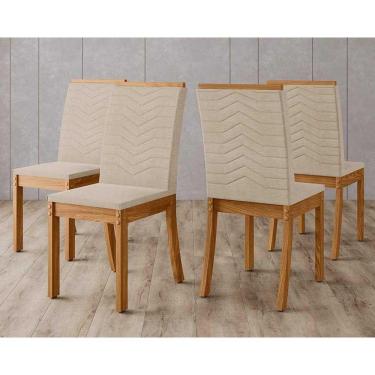 Imagem de Kit 4 Cadeiras Sala Jantar Isa 4 Un Nature-veludo Light Linho - Henn