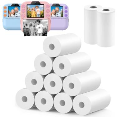 Imagem de Conjunto de 10 rolos de papel de recarga de impressão instantânea para câmera infantil, papel térmico de impressão HD para a maioria das crianças, impressão de fotos instantâneas, branco