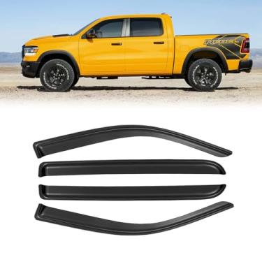 Imagem de Protetores de chuva de janela para Dodge Ram 1500 2019-2025 Crew Cabine (novo estilo de carroceria), viseira de janela para ventilação de vento, defletor de sombra, protetor de chuva, viseira de sol