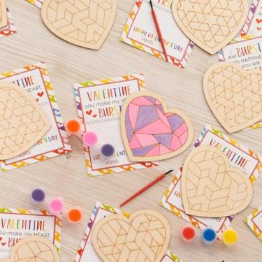 Imagem de GEECOZYLIFE Presentes De Dia Dos Namorados Para Crianças - Pacote Com 28 Kits De Mosaicos Heart Barn Quilt Com Cartões De Dia Dos Namorados Para Crianças Sala De Aula - Cartões De Dia Dos Namorados