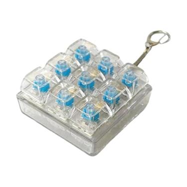Imagem de MERIGLARE Mini chaveiro com teclado mecânico para adultos, brinquedo antiestresse com botão de clique para os dedos, Transparente 6x6x3cm