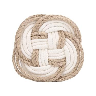 Imagem de SIWOTED Coaster Pot Pad tecido juta nórdico boêmio redondo isolamento térmico absorção de água para produtos domésticos