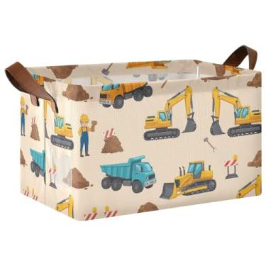 Imagem de Caixas de armário de veículos de construção, escavadeiras, com 2 alças, 40 x 29 x 25 cm, organizador grande para armazenamento e organização de trailers, pacote com 2