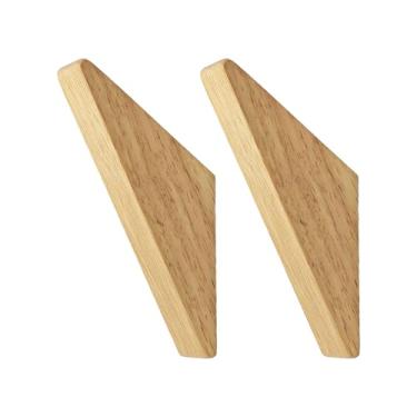 Imagem de pson Pacote com 4 ganchos de parede de madeira, ganchos minimalistas de madeira natural, cabides decorativos montados na parede para chapéus, bolsas, toalhas, roupas (tamanho grande)