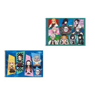 Imagem de Caderno de Cartografia e Desenho Espiral Capa Dura Demon Slayer 80 Fol