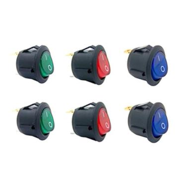 Imagem de Kit 6 Chave Gangorra Redonda Kcd1-106n Neon bivolt 3 pinos - ATMX