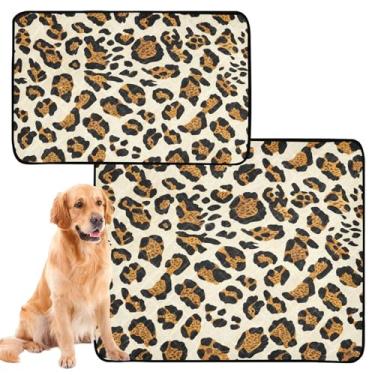 Imagem de Almofadas de xixi laváveis para animais de estimação, à prova d'água, tapete de gaiola de cachorro, fofo, leopardo, marrom, bege, reutilizável para gatos, almofadas absorventes de treinamento de