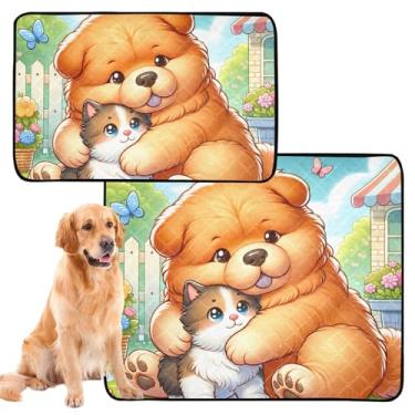 Imagem de TSENQUE Almofadas para cães de estimação Chow Chow Chow, laváveis e fofas, à prova d'água, para treinamento de filhotes e gatos, à prova de vazamento, médio + grande, conjunto de 2