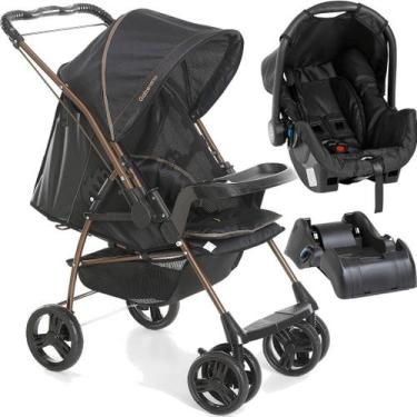 Imagem de Carrinho com Bebe Conforto Base Galzerano Milano Preto Cobre