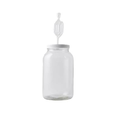 Imagem de FastRack 4X-QAD4-R06S One gal Wide Mouth Jar with Lid and Twin Bubble Airlock, Clear