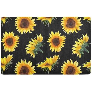 Imagem de TSENQUE Tapete com estampa de girassóis personalizado, fofo, decoração de varanda frontal, tapetes de piso à prova d'água laváveis tapetes de entrada internos para casa, 81 cm x 50 cm
