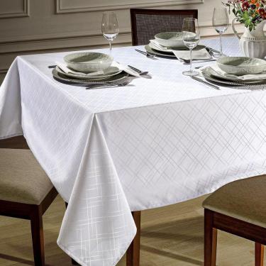 Imagem de Toalha de Mesa Quadrada 4 Lugares 1,60x1,60m Jacquard Requinte Dohler Branco