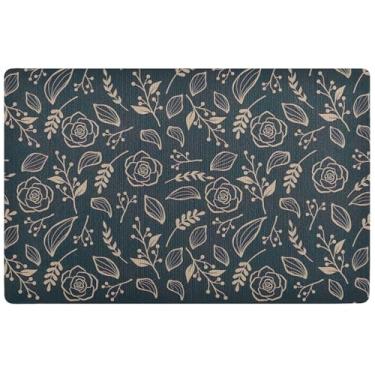 Imagem de Capacho personalizado vintage floral rosa cinza escuro tapetes de entrada bonitos interiores, decoração de entrada, tapete antiderrapante entrada externa 81 cm x 50 cm