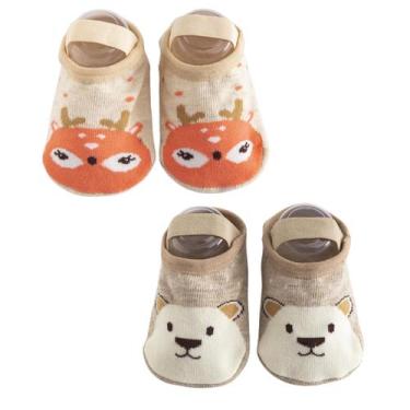 Imagem de Kit 2 Meias Sapatilhas Antiderrapante Pietra Baby Infantil Unissex Alg