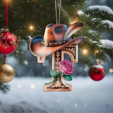 Imagem de Decorações de Dia dos Namorados de cristal A-Z, chapéu de caubói letra T, enfeites de Natal feitos à mão, decoração de carro e casa - decoração de acrílico escolar, troca de presentes para amigos