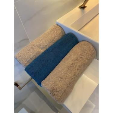 Imagem de Jogo 3 Toalhas de Banho Gigante 100% Algodão Alta Absorção Felpuda Grossa Macia Super Luxo(Champanhe, Petróleo e Champanhe)