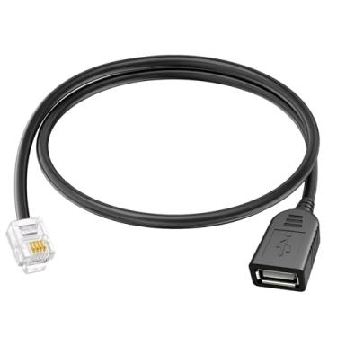 Imagem de Adaptador de linha telefônica Rj11 para USB, Rj11 6p4c macho para conversor de modem USB fêmea, usado para comunicação telefônica, aparelhos de fax, adaptadores de modulação e demodulação (Rj11 macho
