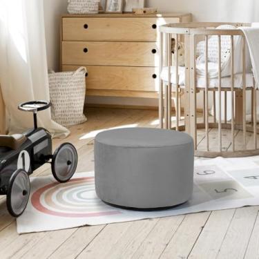 Imagem de Puff Infantil Encantos Banqueta Multiuso Para Quarto Espaço Kids Sala pés antiumidade - Banco Redondo/Suede - Cores (ENCANTUS CINZA)