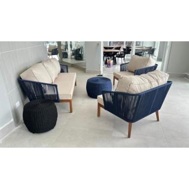 Imagem de Conjunto de sofá artesanal em corda nautica e madeira