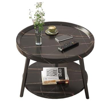 Imagem de Mesa lateral de sofá, mesa de centro redonda moderna simples de camada dupla/mesa de cabeceira, mesa de canto na varanda, sala de estar, mesa de chá de hotel (cor: C, tamanho: 60 cm)