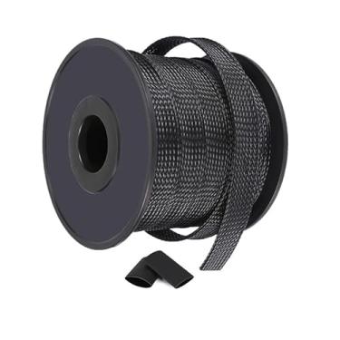 Imagem de Kit de mangas de tear de fio trançado de 30,5 m, manga de gerenciamento de cabos, tubo protetor de fios, organizador de cabos usado em casa ou escritório, para proteger cabos automotivos, militares,