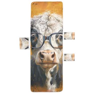 Imagem de Capa de espreguiçadeira vintage de vaca Highland laranja para espreguiçadeira de piscina, lounge, praia, gramado, espreguiçadeira, 215,9 x 76,2 cm