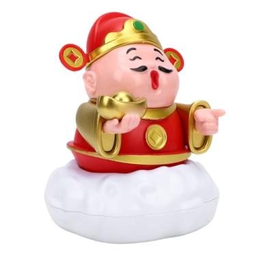 Imagem de Caishen Estatueta de riqueza e fortuna movida a energia solar com ventosa, vermelha, para casa, escritório, loja, carro